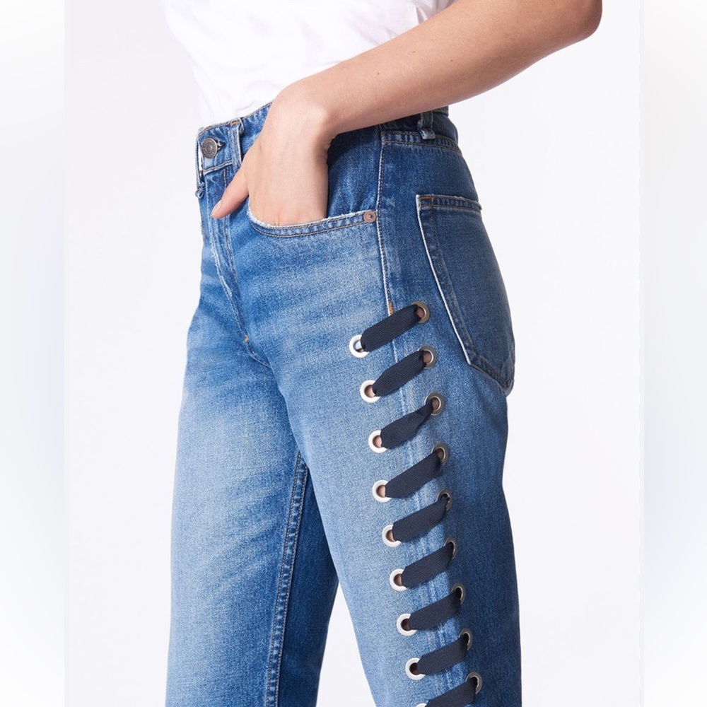 VERONICA BEARD Lace Jean in Color Stone Blue